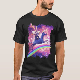 Lazer Warrior Space Cat Riding Unicorn met Ice Cr T-shirt