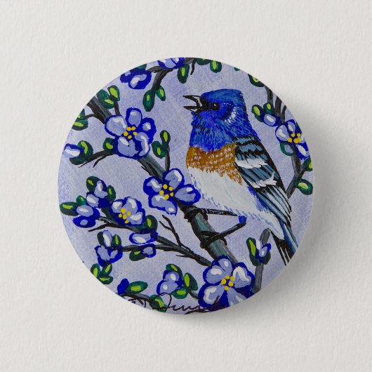 Lazuli Bunting Ronde Button 5,7 Cm (Voorkant)