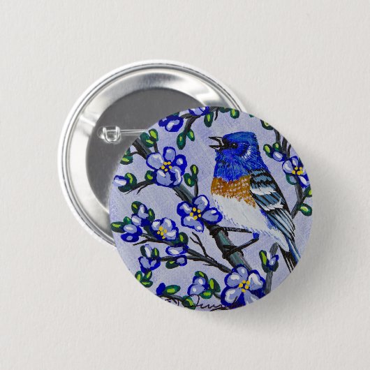 Lazuli Bunting Ronde Button 5,7 Cm (Voorkant /achterkant)