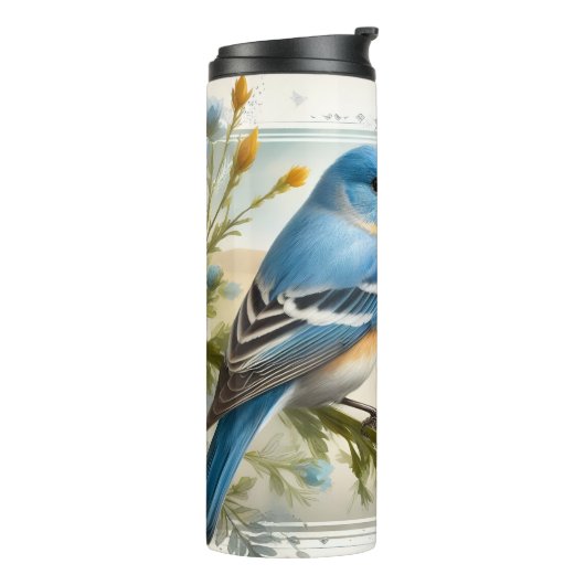 Lazuli Bunting Songbird Waterverf Desert Tumbler Thermosbeker (Gedraaid links)
