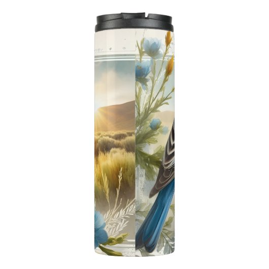 Lazuli Bunting Songbird Waterverf Desert Tumbler Thermosbeker (Achterkant)