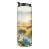 Lazuli Bunting Songbird Waterverf Desert Tumbler Thermosbeker (Geroteerd rechts)