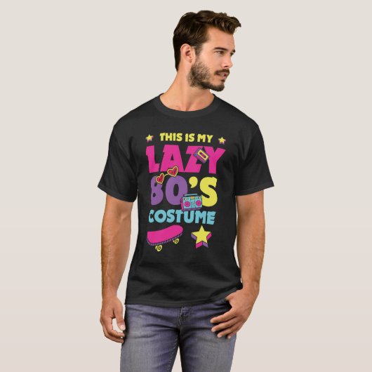 Lazy 80s Halloween kostuum T-shirt (Voorkant volledig)