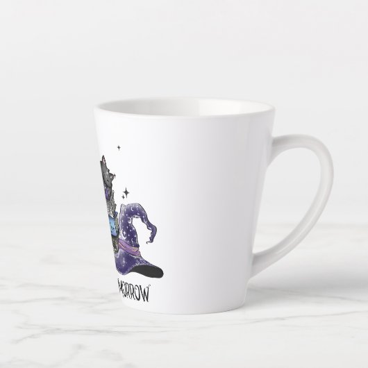 Lazy Black Cat, Halloween Cat | Voor boekworm Latte Mok (Rechts)