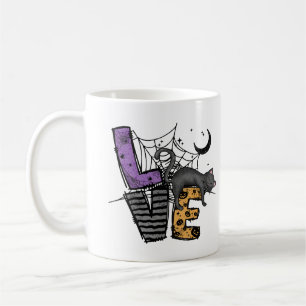 Lazy Black Cat in Spider Web met Love Koffiemok