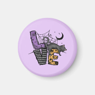 Lazy Black Cat in Spider Web met Love Magneet