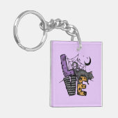 Lazy Black Cat in Spider Web met Love Sleutelhanger (Voorkant Links)