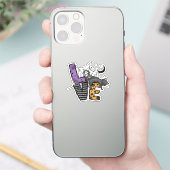 Lazy Black Cat in Spider Web met Love Sticker (Telefoon)