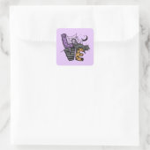 Lazy Black Cat in Spider Web met Love Vierkante Sticker (Tas)
