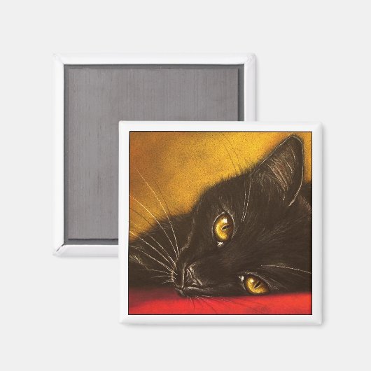 Lazy Black Cat - Magneet (Voorkant / Achterkant)