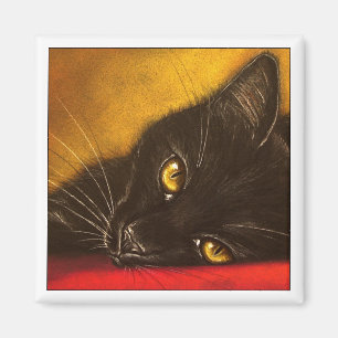 Lazy Black Cat - Magnet