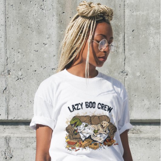 Lazy Boo Crew Mannen Halloween T-shirt