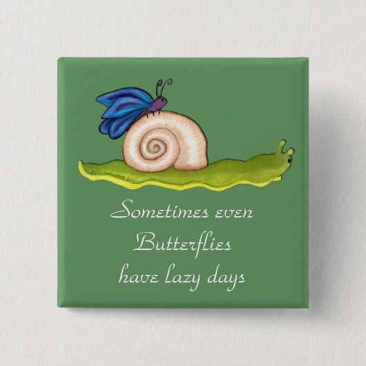 Lazy Butterfly Vierkante Button 5,1 Cm (Voorkant)