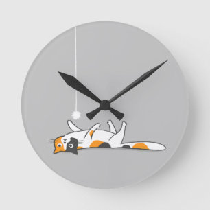 Lazy Calico Cat   Schattigee Kitty Cat Lover Ronde Klok