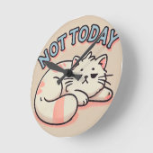 Lazy Cartoon Cat Ronde Klok (Hoek)