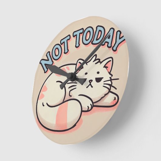 Lazy Cartoon Cat Ronde Klok (Hoek)