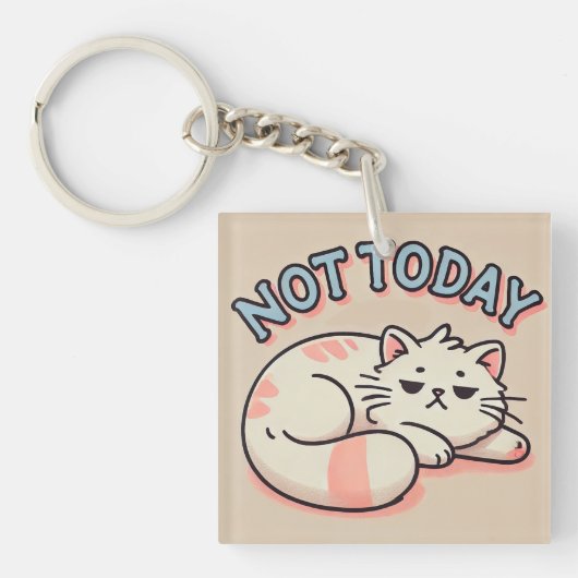 Lazy Cartoon Cat Sleutelhanger (voorkant)