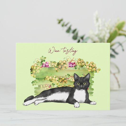 Lazy Cat and Grapes Wine Tasting Kaart (Staand voorkant)