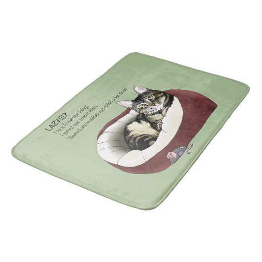 Lazy Cat Bed Groen Grappig Badmat (Gekanteld)