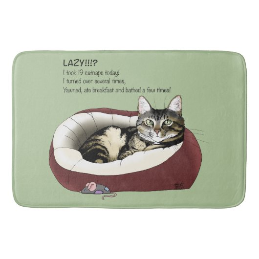 Lazy Cat Bed Groen Grappig Badmat (Voorkant)