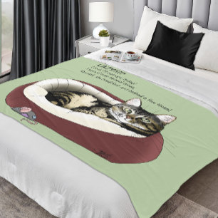 Lazy Cat Bed Groen grappig Fleece Deken