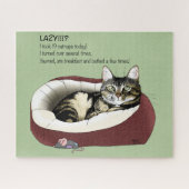 Lazy Cat Bed Groen Grappig Legpuzzel (Horizontaal)