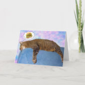 Lazy Cat en Cheeseburger Birthday Kaart (Voorkant)