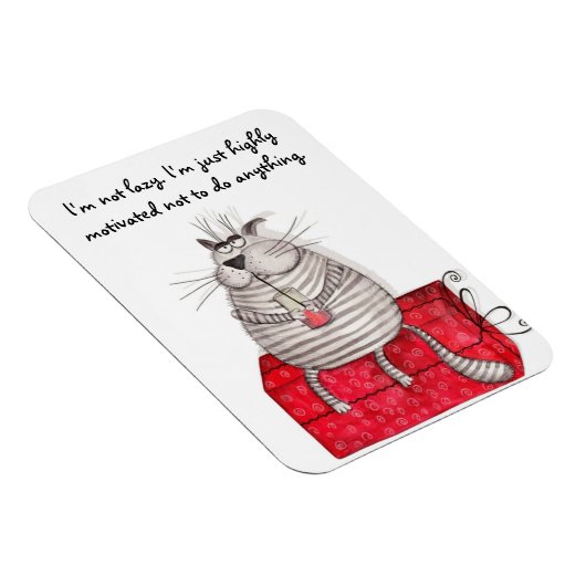 Lazy Cat Funny Magnet Kantoor Quottes Magneet (Rechterzijde)