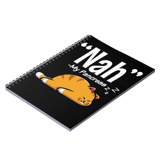 Lazy Cat Funny Pancreas T1D Diabetes Notitieboek (Linkerzijde)