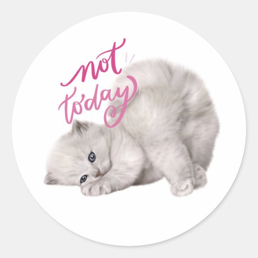 Lazy Cat Gezegde niet vandaag Grappige Sticker (Voorkant)