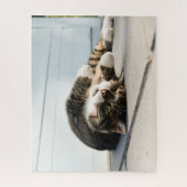 Lazy Cat Lounging op Porch Legpuzzel (Verticaal)