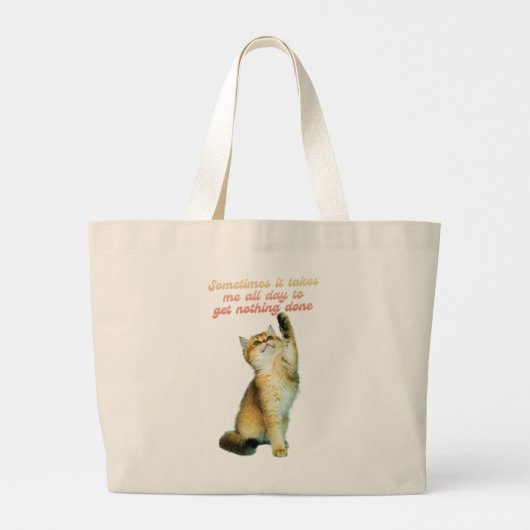 Lazy Cat Lover Funny Cute Cat Grote Tote Bag (Achterkant)