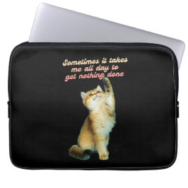 Lazy Cat Lover Funny Cute Cat Laptop Sleeve