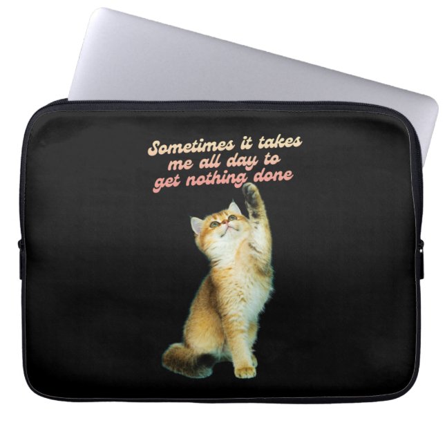 Lazy Cat Lover Funny Cute Cat Laptop Sleeve (Voorkant)
