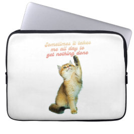 Lazy Cat Lover Funny Cute Cat Laptop Sleeve