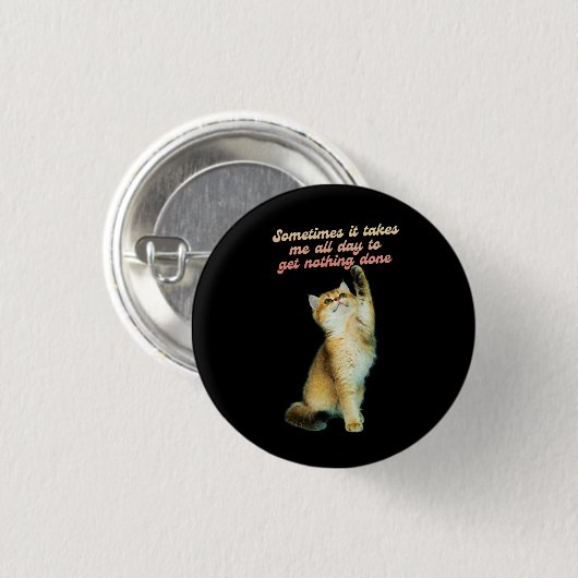 Lazy Cat Lover Funny Cute Cat Ronde Button 3,2 Cm (Voorkant /achterkant)