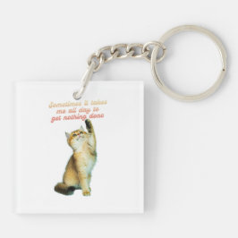 Lazy Cat Lover Funny Cute Cat Sleutelhanger