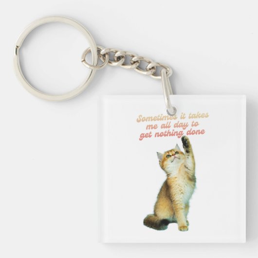 Lazy Cat Lover Funny Cute Cat Sleutelhanger (Voorkant)