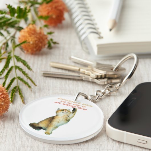 Lazy Cat Lover Funny Cute Cat Sleutelhanger (Voorkant Rechts)