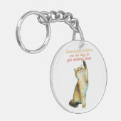 Lazy Cat Lover Funny Cute Cat Sleutelhanger (Voorkant Links)