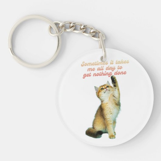Lazy Cat Lover Funny Cute Cat Sleutelhanger (Voorkant)