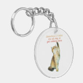 Lazy Cat Lover Funny Cute Cat Sleutelhanger (Voorkant Links)