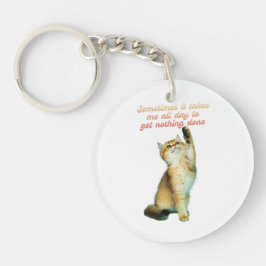 Lazy Cat Lover Funny Cute Cat Sleutelhanger