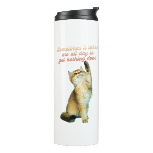 Lazy Cat Lover Funny Cute Cat Thermosbeker (Gedraaid links)