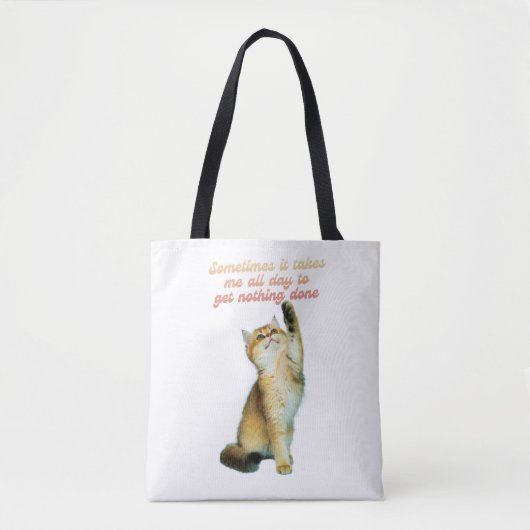 Lazy Cat Lover Funny Cute Cat Tote Bag (Voorkant)