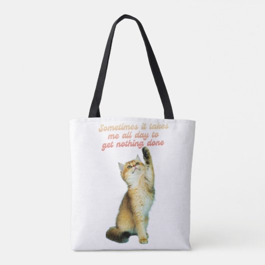 Lazy Cat Lover Funny Cute Cat Tote Bag (Achterkant)