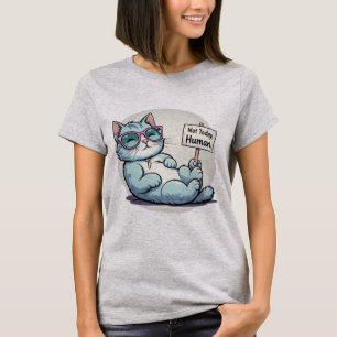 Lazy Cat niet vandaag Grappig Ontspannen Kat T-shi T-shirt