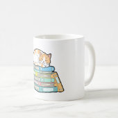 Lazy Cat on Books – Cute Cozy Illustration Koffiemok (Voorkant rechts)