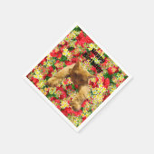 Lazy Cat on Rozen, Birthday Paper Napkins Servet (Hoek)