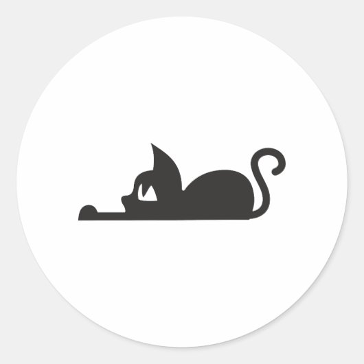 Lazy Cat Ronde Sticker (Voorkant)